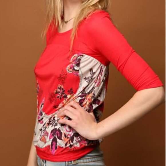 Free People 3/4 Sleeve Road To Discovery Butterfly Top ASO Alex Russo - Picture 3 of 12